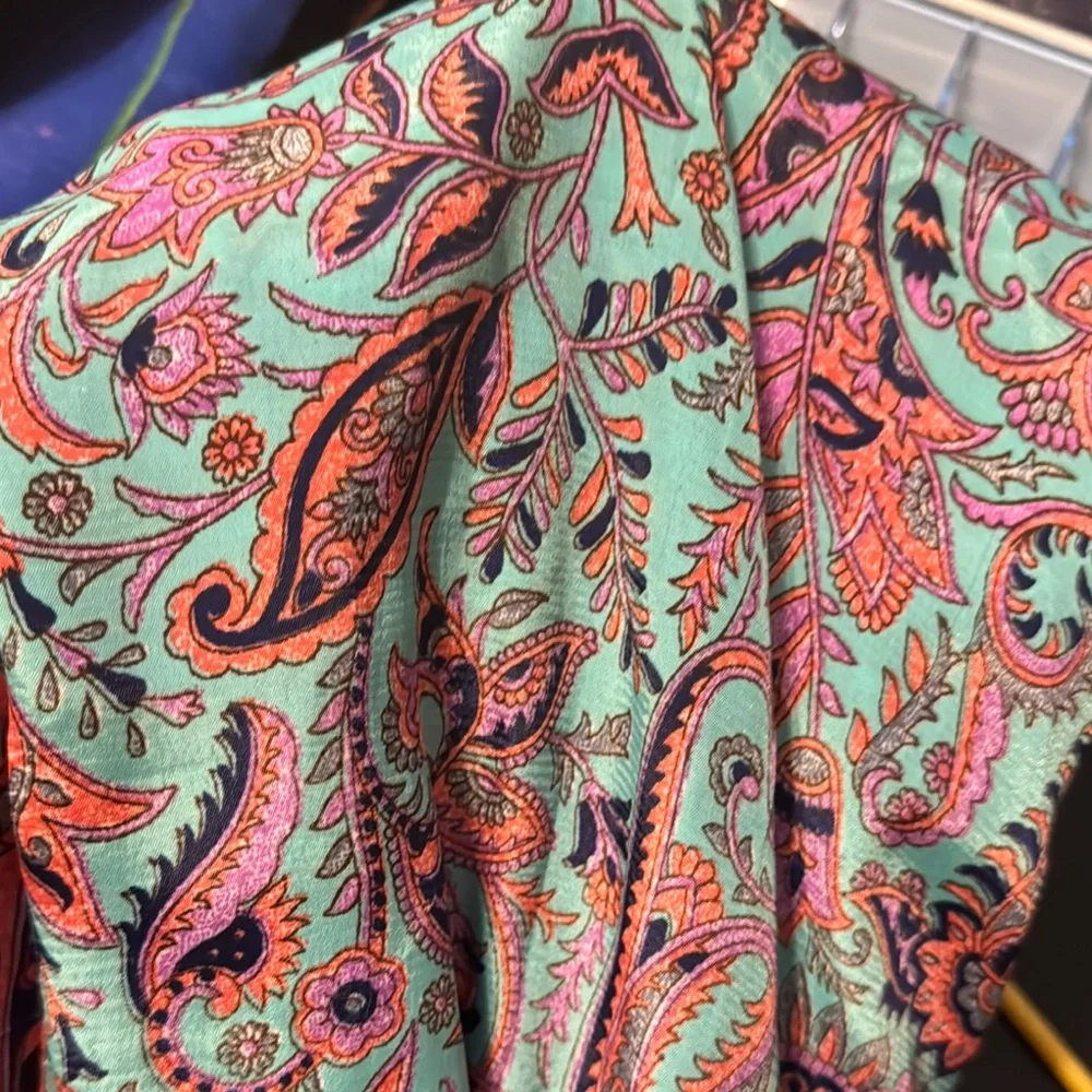 Teal multi colored Spaghetti Strap Resort Sundress Maxi - Picture 5 of 7